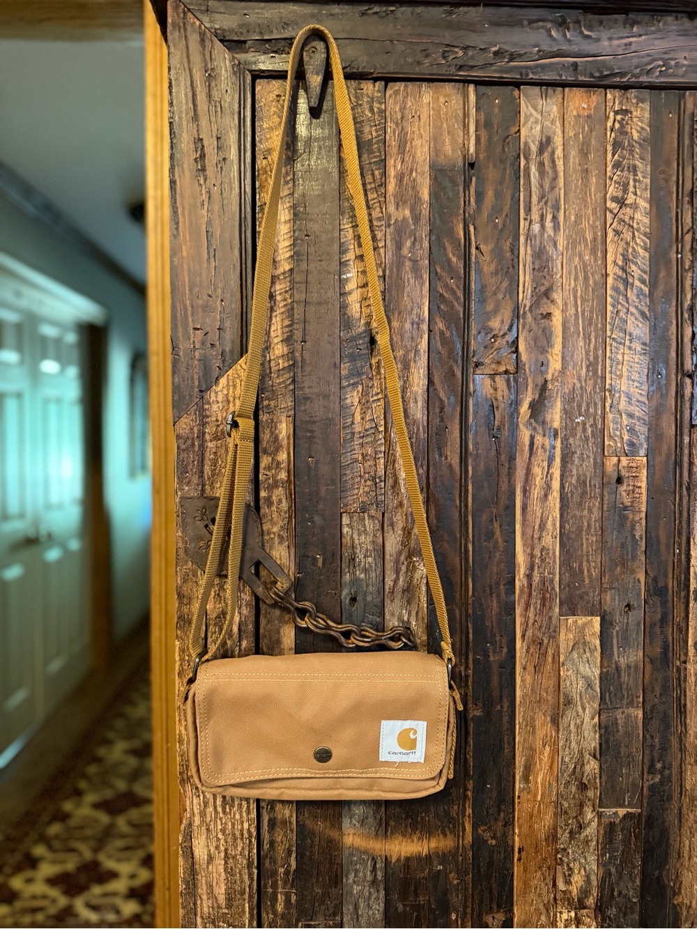 Carhartt Brown Crossbody Bag Small Canvas Essentials Pouch Adjustable Strap